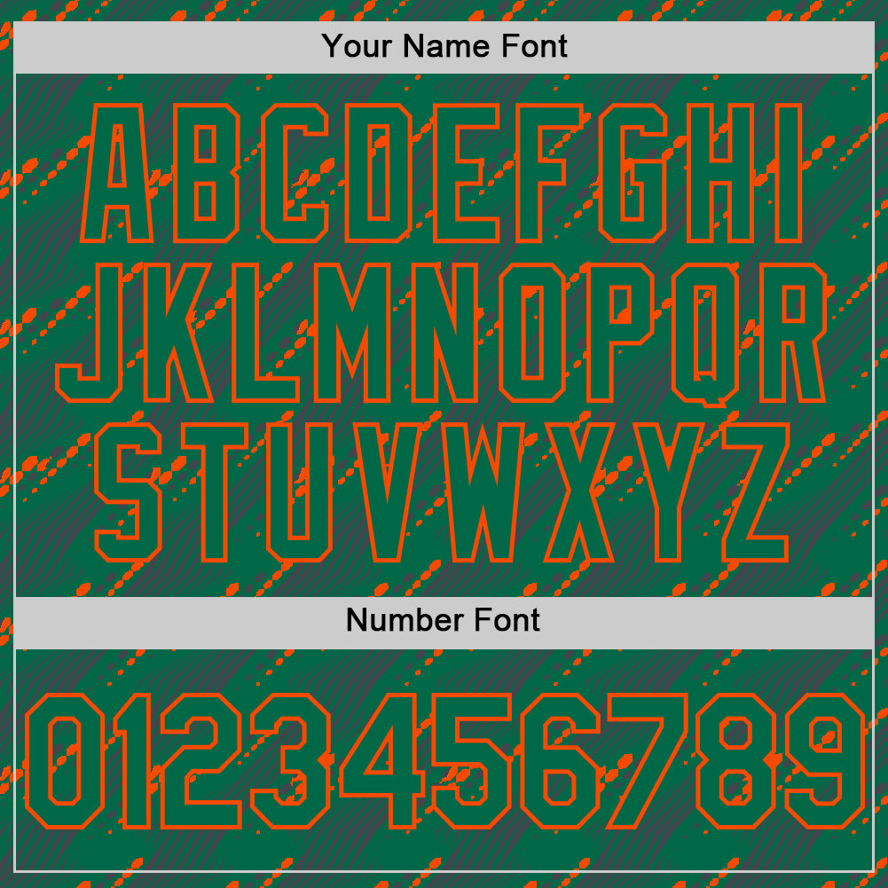 Custom Kelly Green-Orange 3D Pattern Design Slant Lines Authentic Baseball Jersey