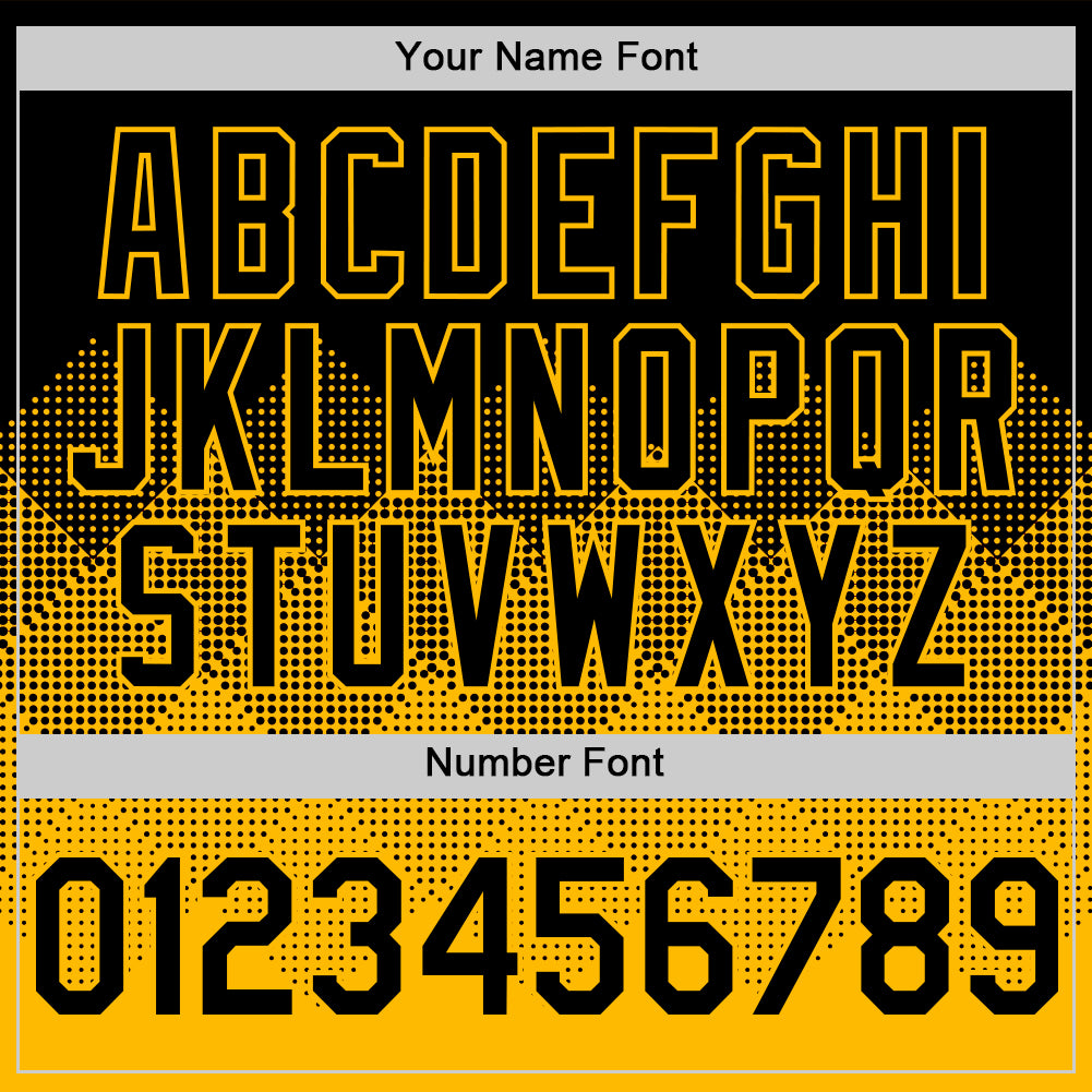 Custom Black Gold 3D Pattern Design Gradient Square Shapes Authentic Baseball Jersey