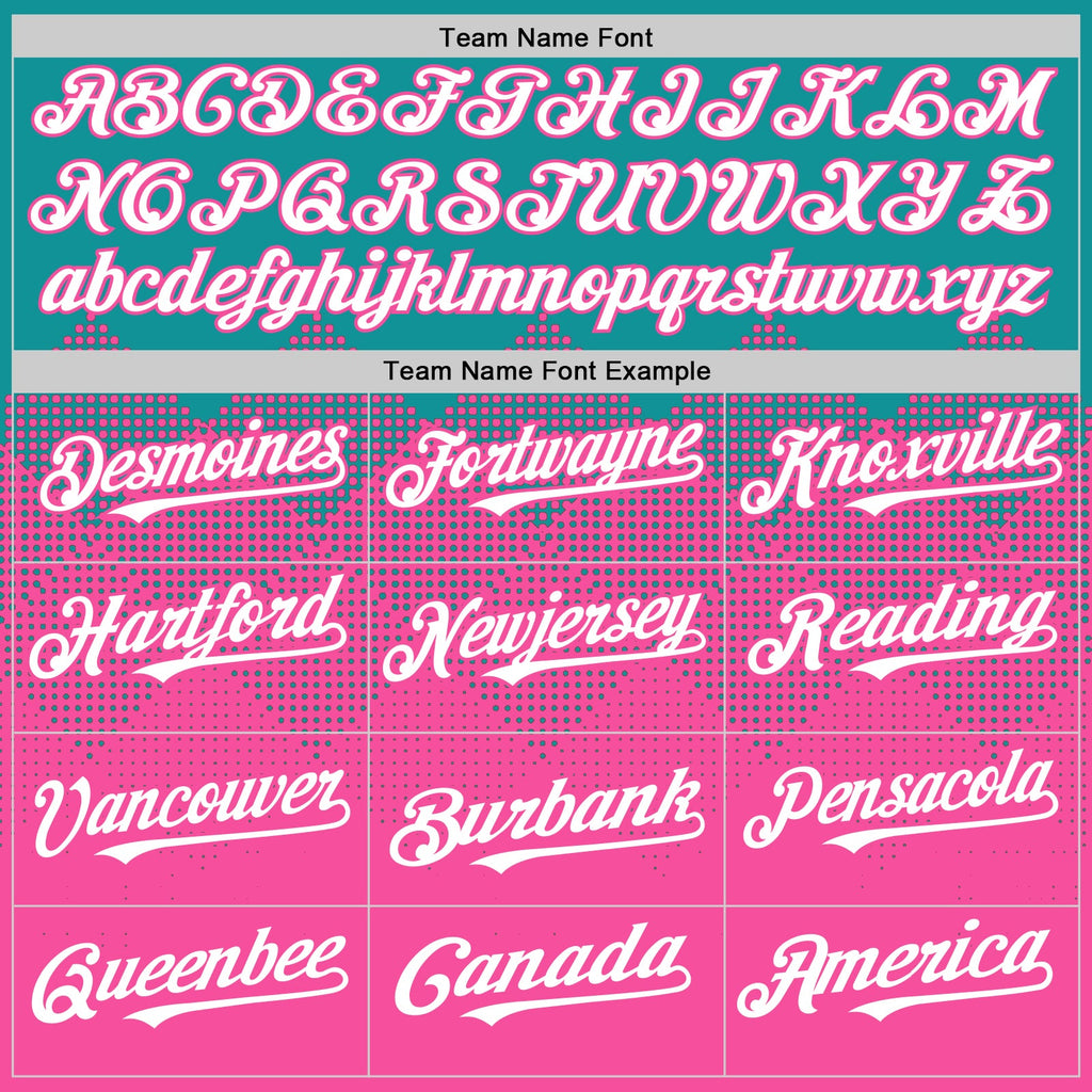 Custom Teal White-Pink 3D Pattern Design Gradient Square Shapes Authentic Baseball Jersey