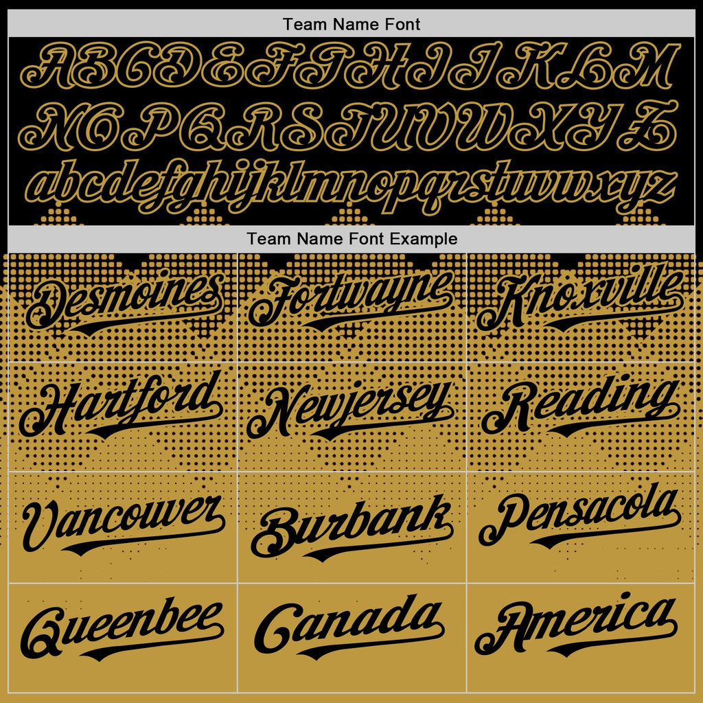 Custom Black Old Gold 3D Pattern Design Gradient Square Shapes Authentic Baseball Jersey