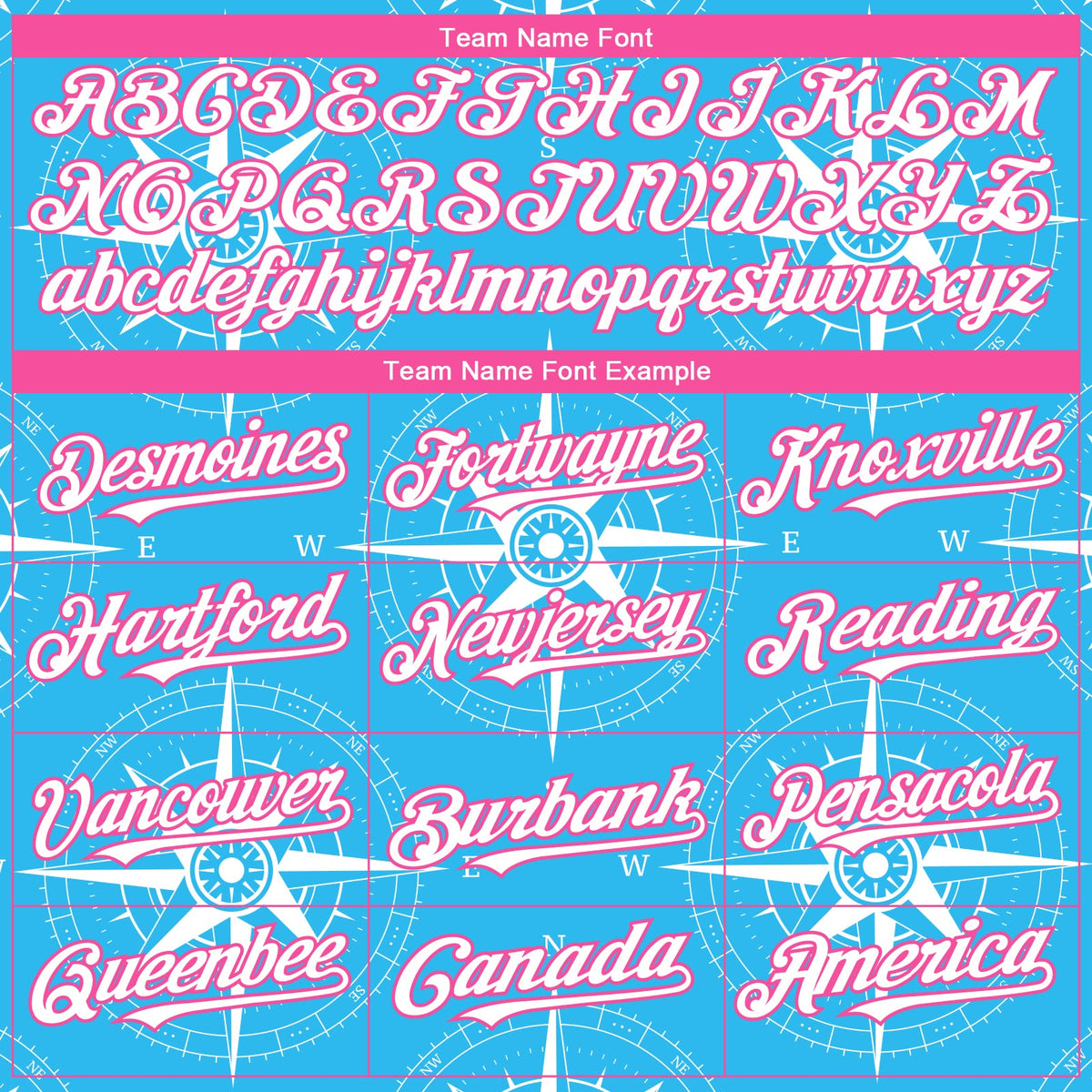 Custom Sky Blue White-Pink 3D Pattern Design Navigation Compass Authentic Baseball Jersey