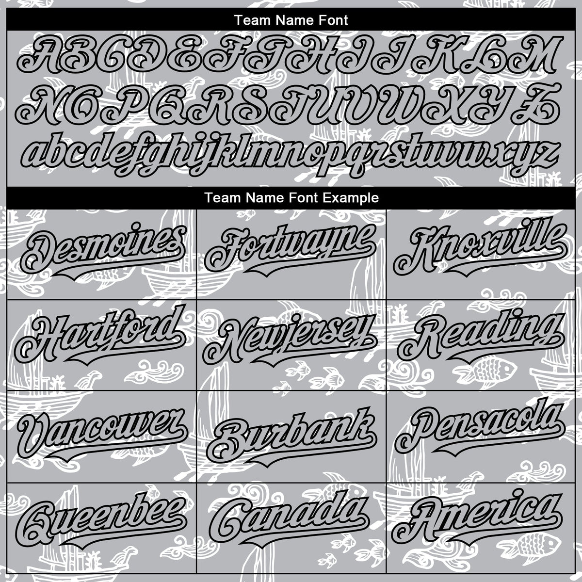 Custom Gray Black 3D Pattern Design Boats And Fish Authentic Baseball Jersey
