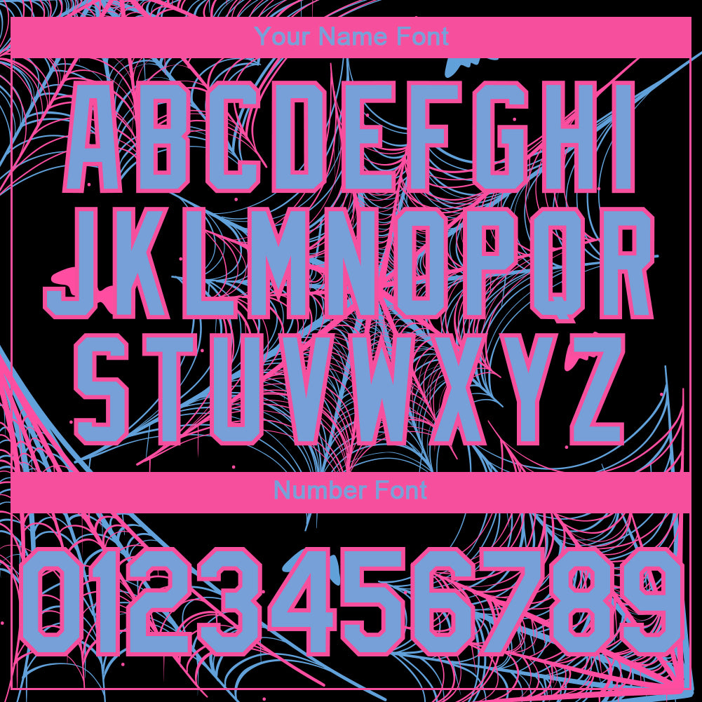 Custom Black Light Blue-Pink 3D Pattern Design Spider Web Authentic Baseball Jersey