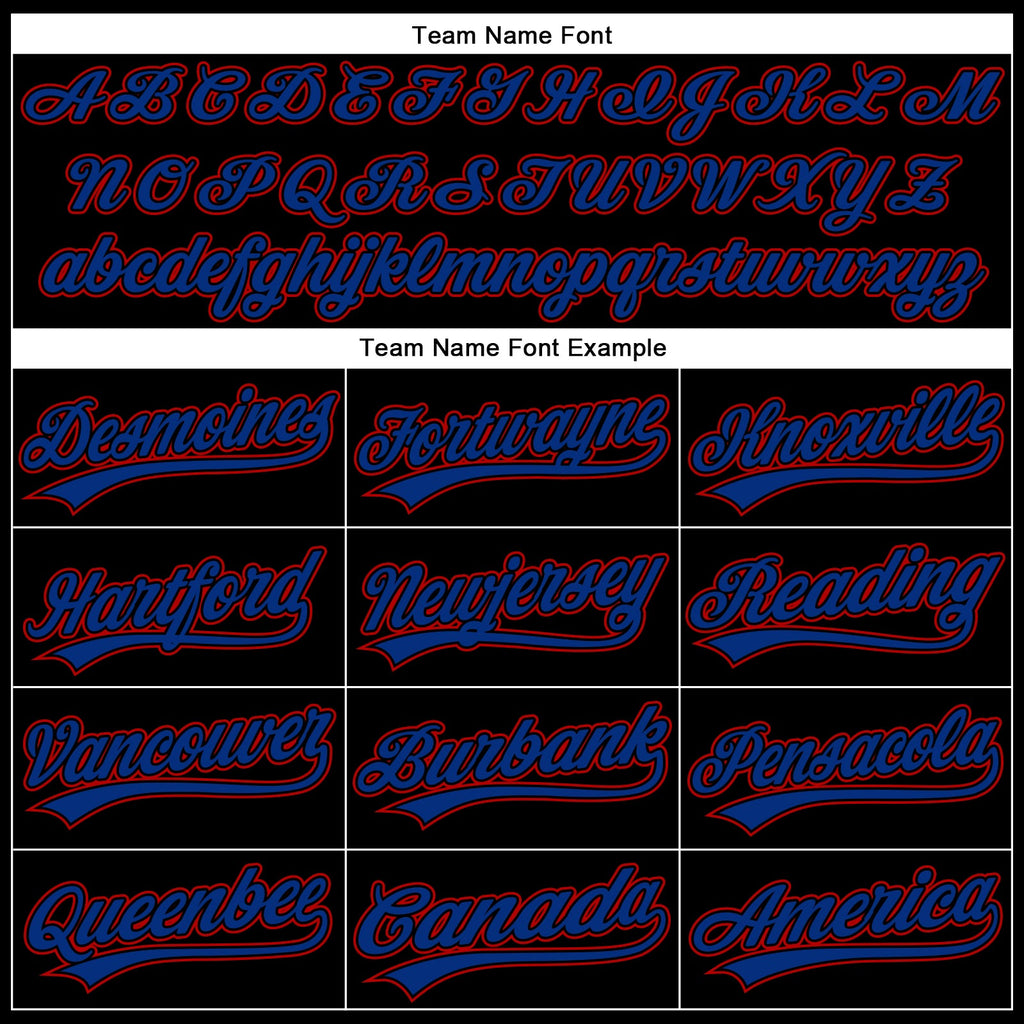 Custom Black Royal-Red 3D Pattern Design Curve Solid Authentic Baseball Jersey