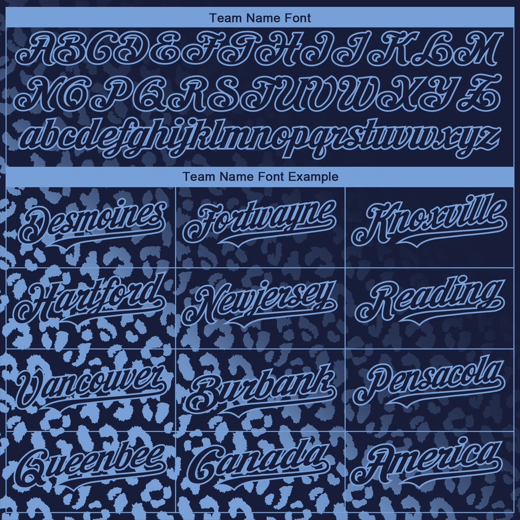 Custom Navy Light Blue 3D Pattern Design Leopard Print Fade Fashion Authentic Baseball Jersey