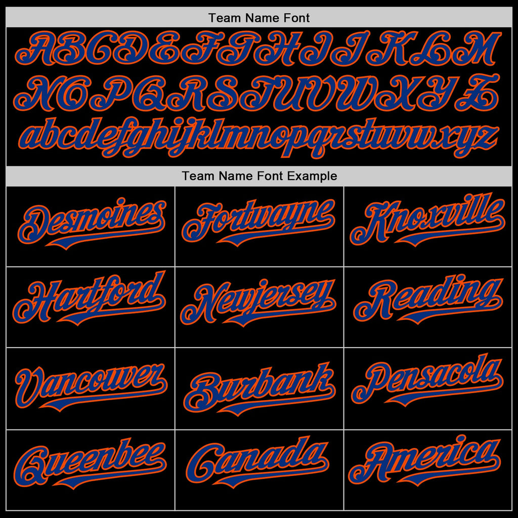 Custom Black Royal-Orange Line Authentic Baseball Jersey