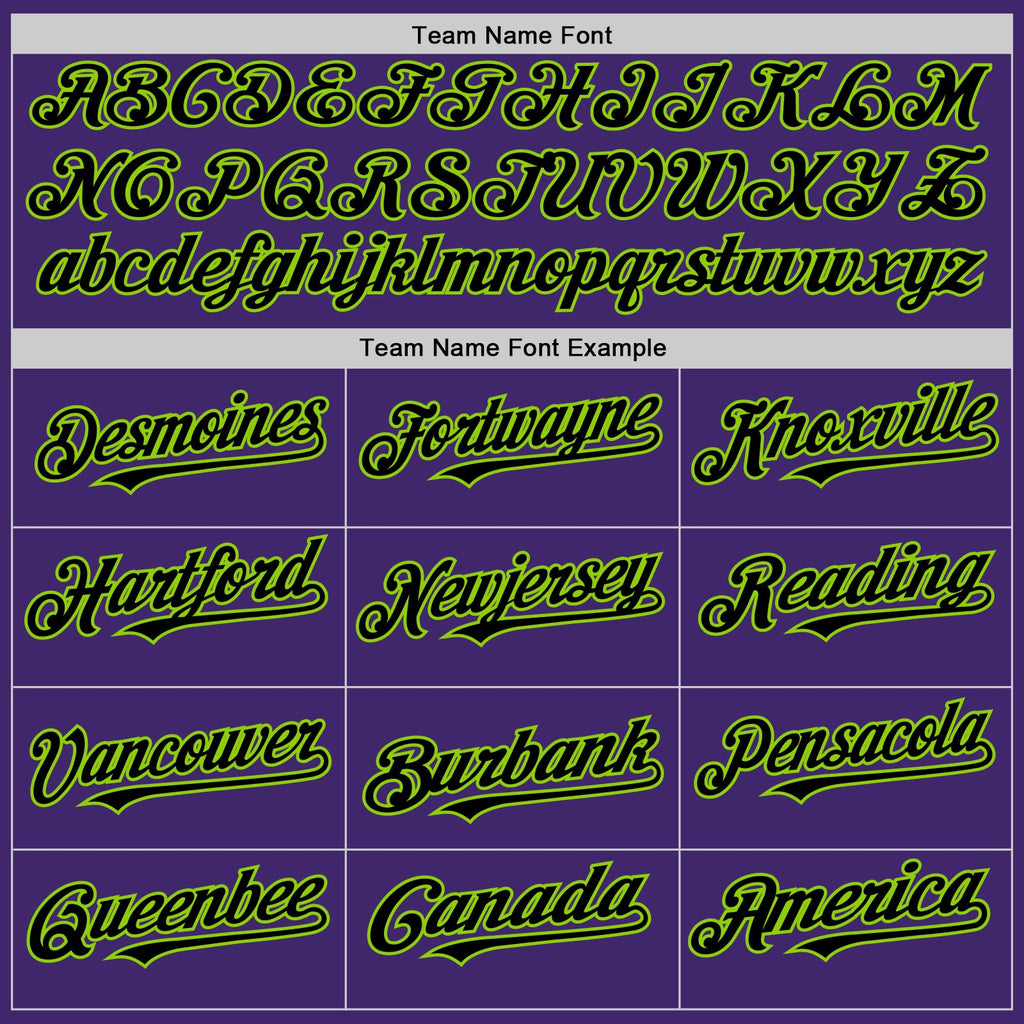 Custom Purple Black-Neon Green Line Authentic Baseball Jersey