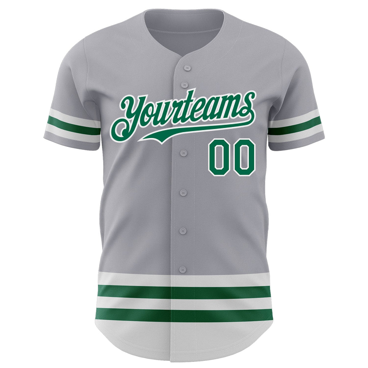 Custom Gray Kelly Green-White Line Authentic Baseball Jersey