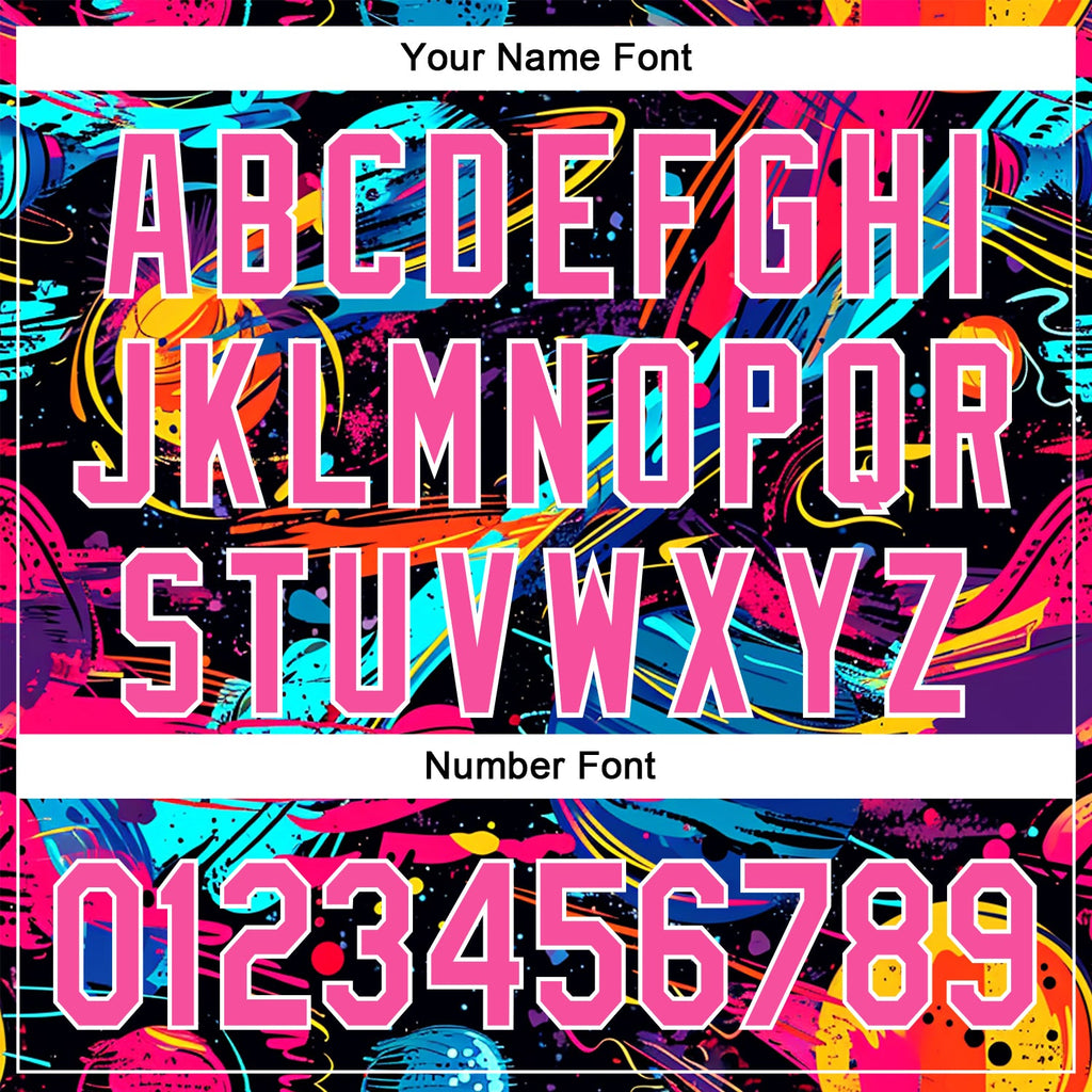 Custom Black Pink-White 3D Pattern Design Space With Planets And Rockets Authentic Baseball Jersey