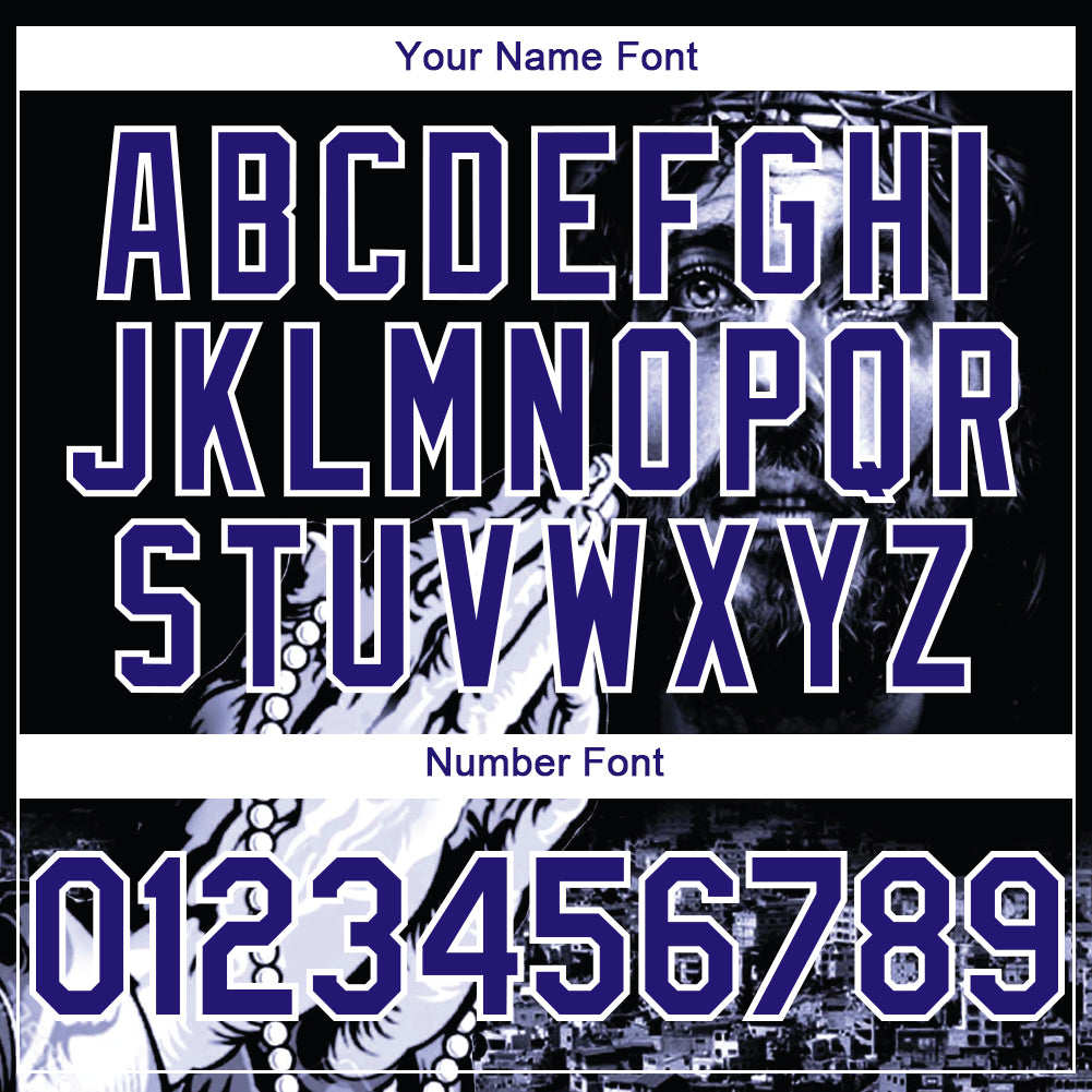 Custom Black Purple-White 3D Pattern Design Religion Jesus Christ Authentic Baseball Jersey