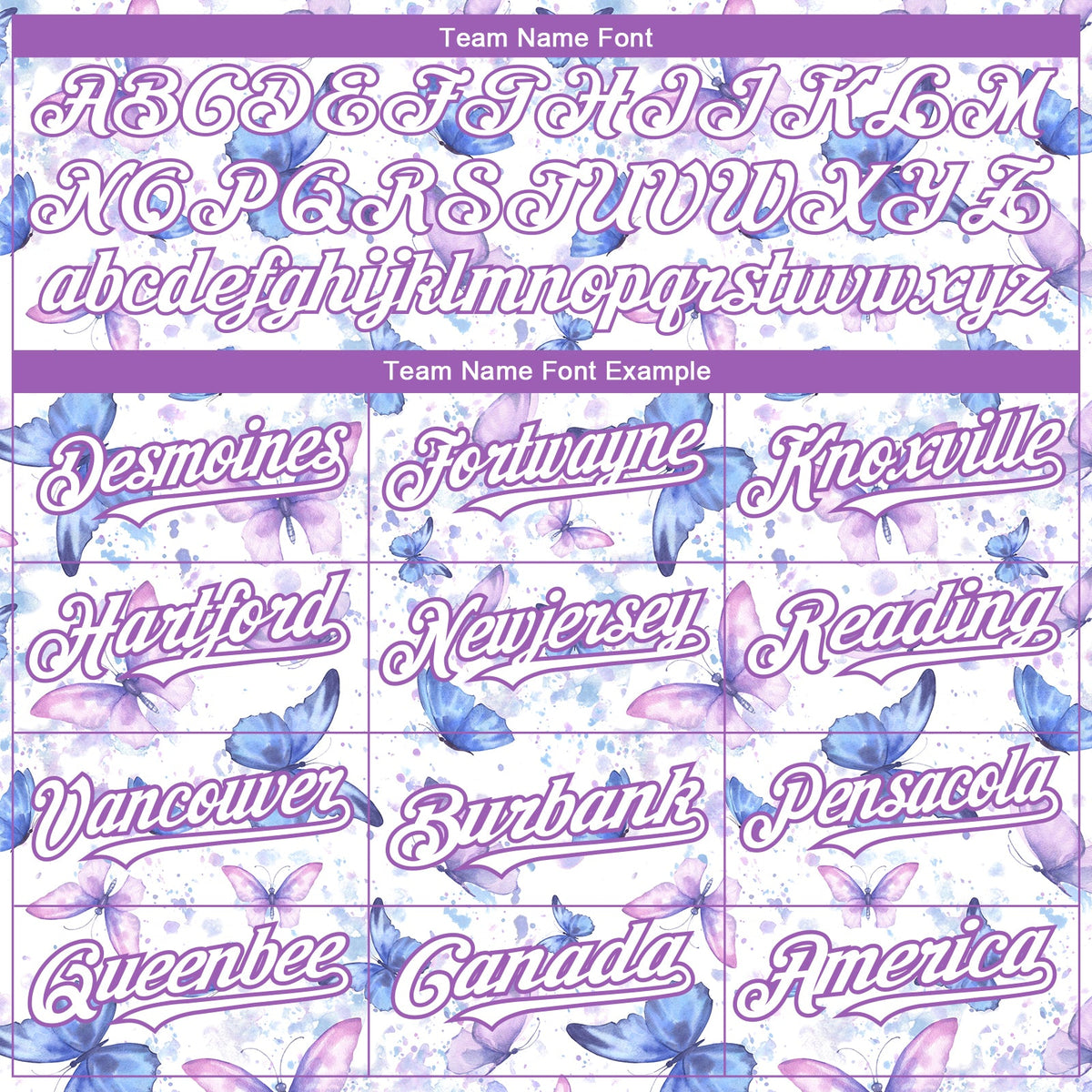 Custom White Medium Purple 3D Pattern Design Animal Butterfly Authentic Baseball Jersey