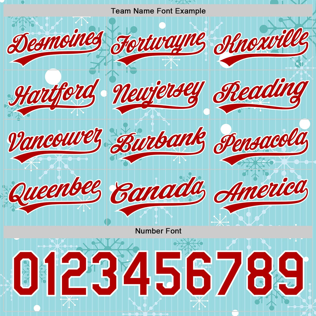 Custom Ice Blue Red-Kelly Green 3D Funny Christmas Authentic Baseball Jersey