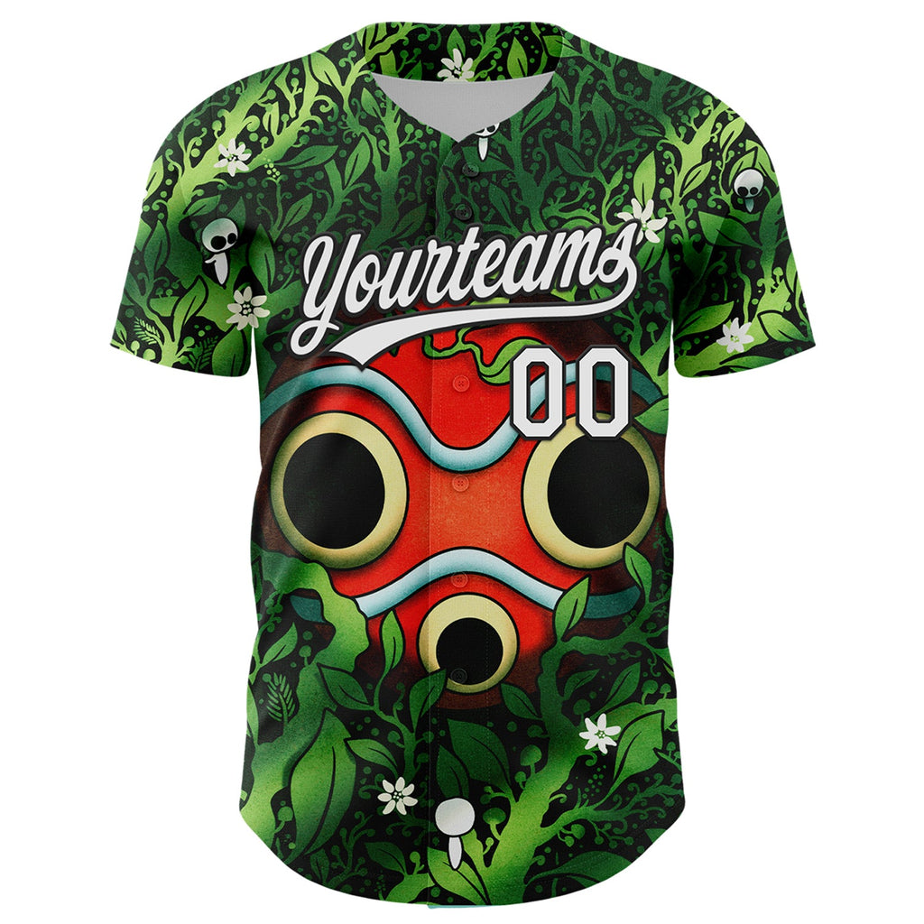 Custom Green White-Black 3D Syntetyc Warrior Mask Authentic Baseball Jersey
