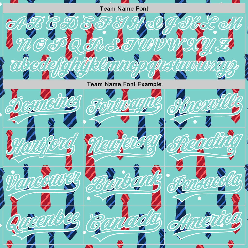 Custom Ice Blue White 3D Pattern Design Father's Day Tie Authentic Baseball Jersey