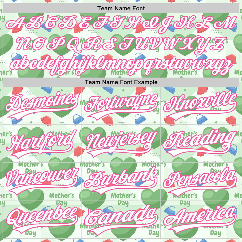 Custom Green White-Pink 3D Pattern Design Mother's Day Love Authentic Baseball Jersey