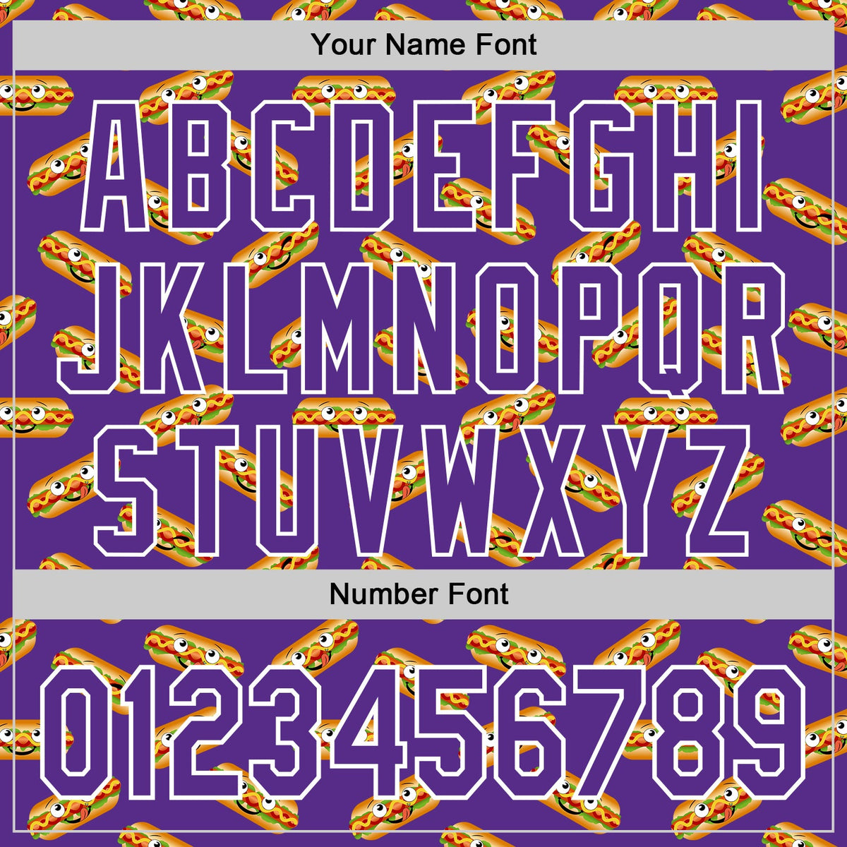 Custom Purple White 3D Pattern Design Foodie Fast Food Hot Dog Authentic Baseball Jersey