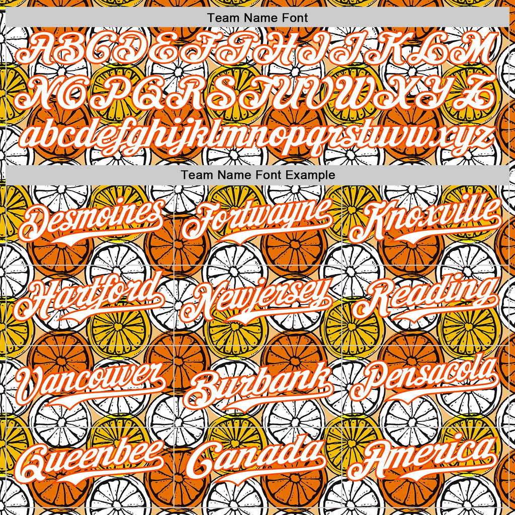 Custom Gold White-Orange 3D Pattern Design Foodie Food Fruit Orange Authentic Baseball Jersey