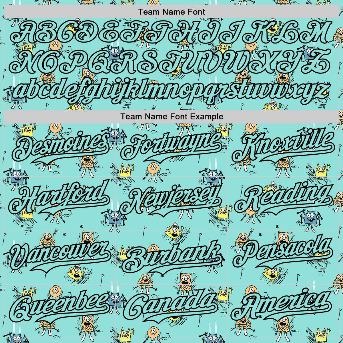 Custom Ice Blue Black 3D Pattern Design Funny Cartoon Monster Authentic Baseball Jersey
