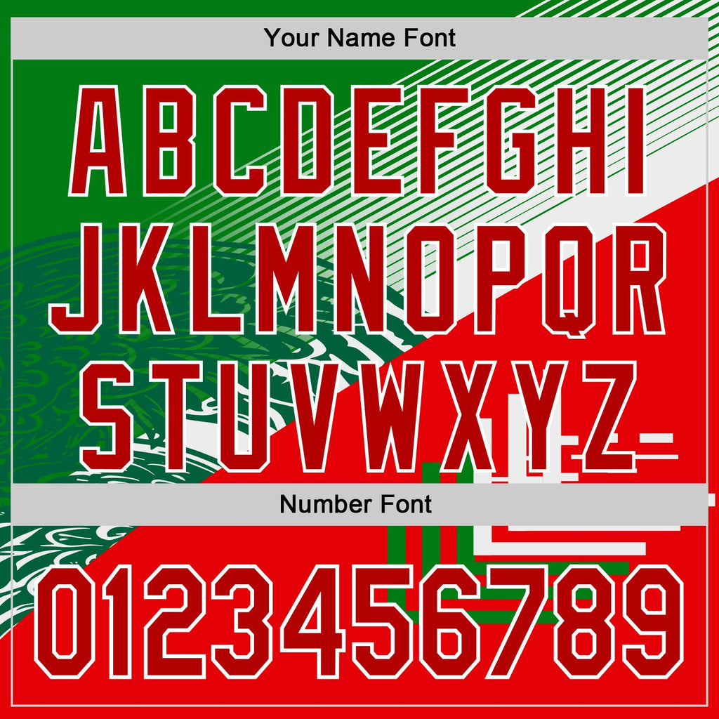 Custom Green Red-White 3D Mexico Authentic Baseball Jersey