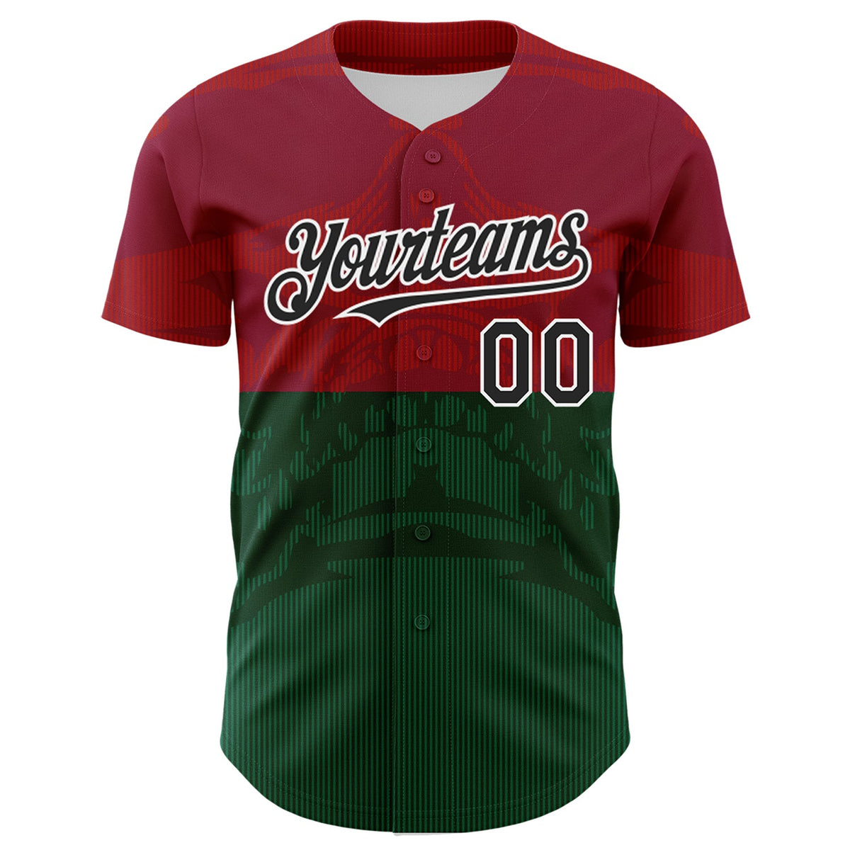 Custom Cardinal Black-Kelly Green 3D Mexico Authentic Baseball Jersey