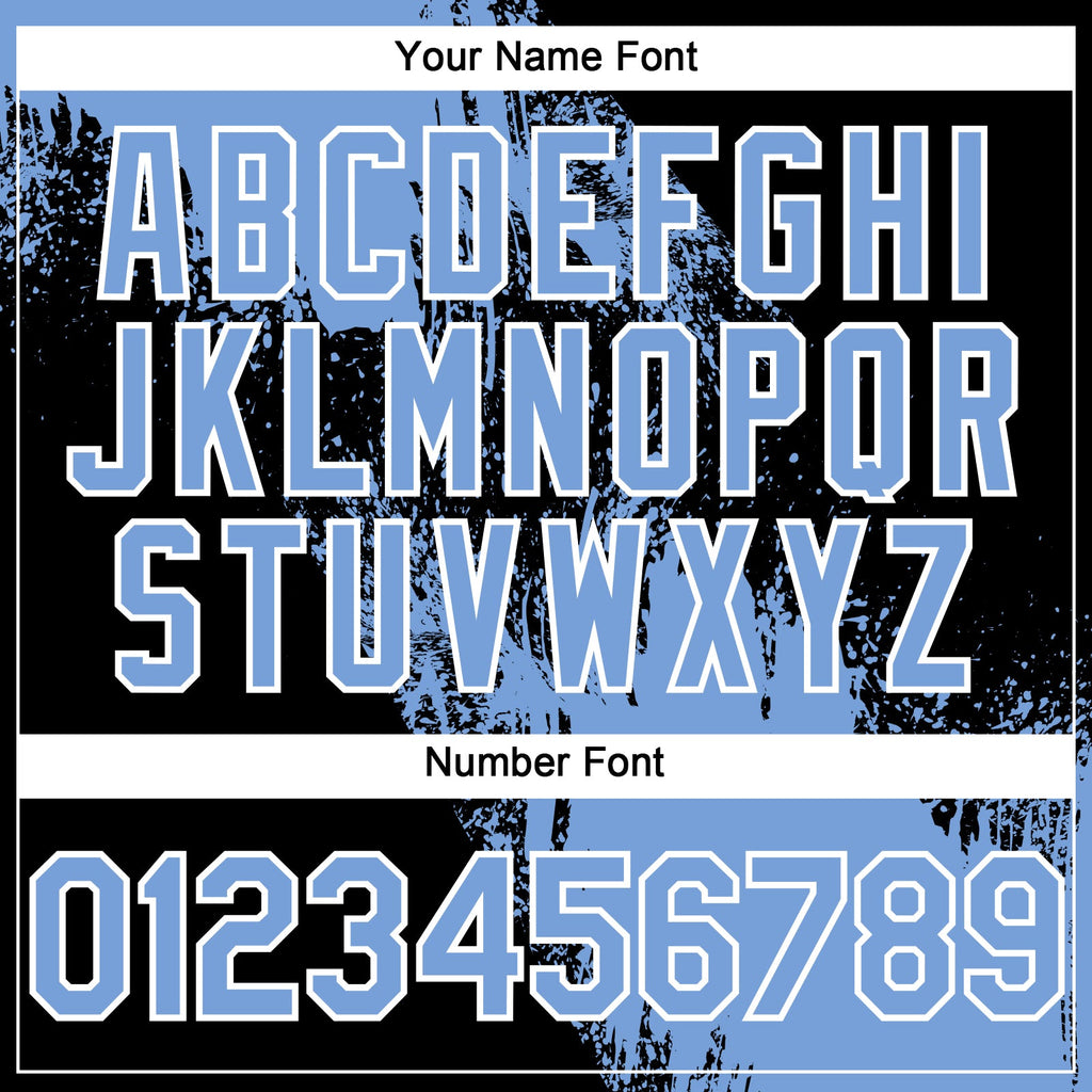 Custom Light Blue Black-White 3D Pattern Design Abstract Brush Stroke Authentic Baseball Jersey