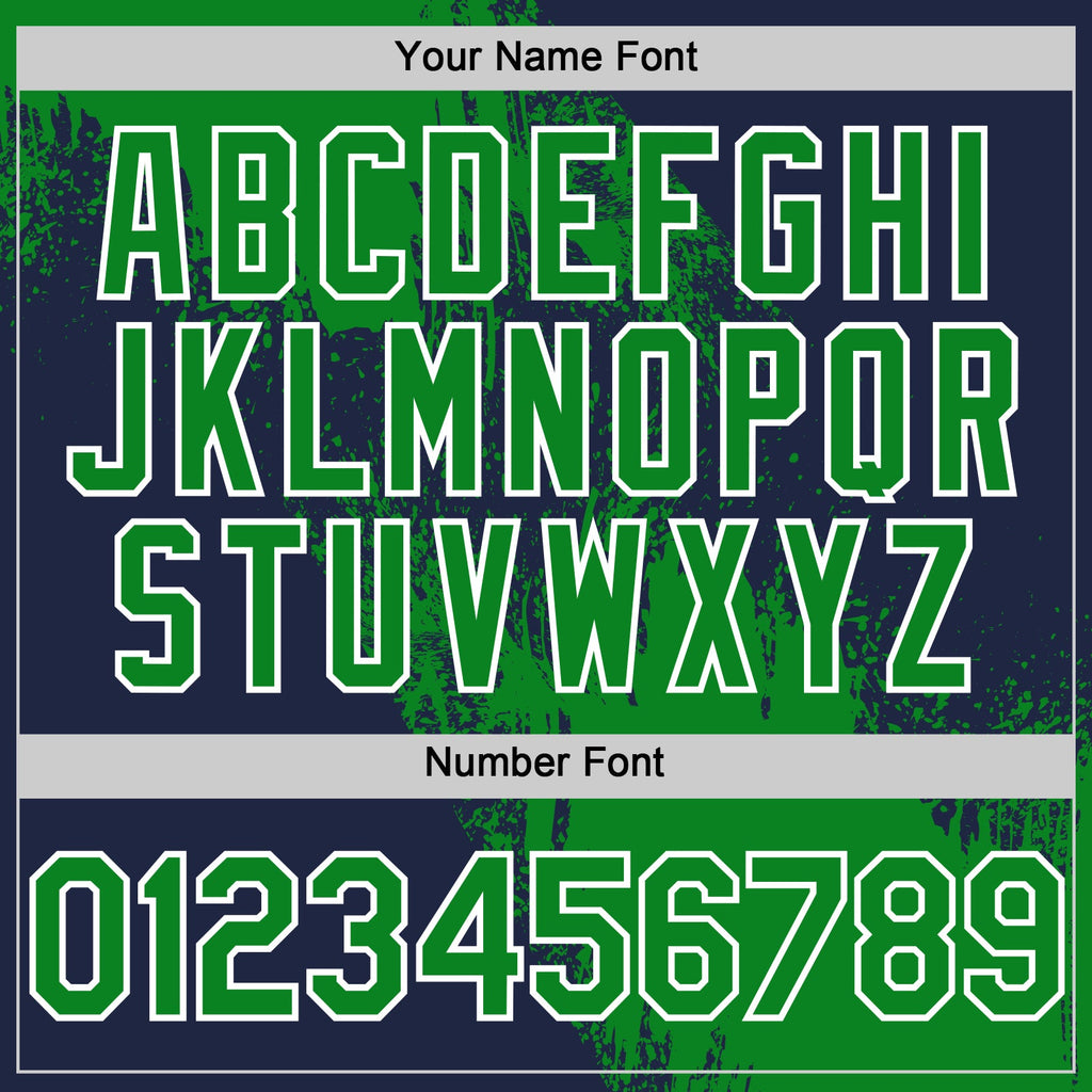 Custom Grass Green Navy-White 3D Pattern Design Abstract Brush Stroke Authentic Baseball Jersey