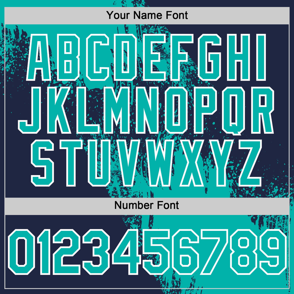 Custom Aqua Navy-White 3D Pattern Design Abstract Brush Stroke Authentic Baseball Jersey