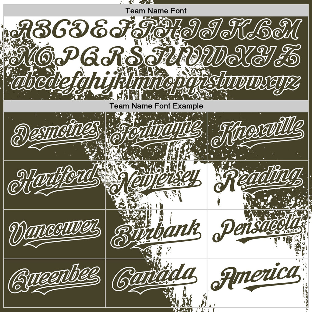 Custom White Olive 3D Pattern Design Abstract Brush Stroke Authentic Baseball Jersey