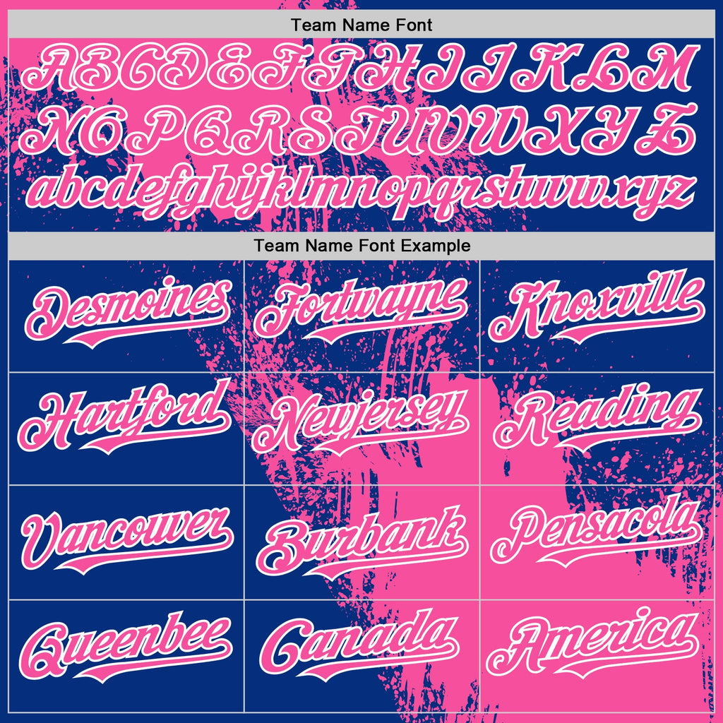 Custom Pink Royal-White 3D Pattern Design Abstract Brush Stroke Authentic Baseball Jersey
