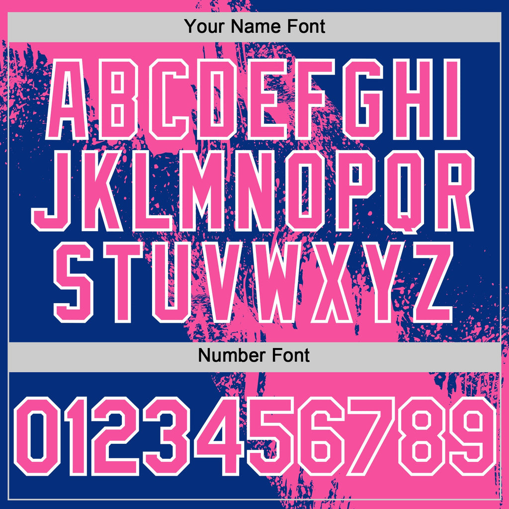 Custom Pink Royal-White 3D Pattern Design Abstract Brush Stroke Authentic Baseball Jersey