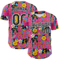 Custom Hot Pink Black-White 3D Pattern Design Rave Psychedelic Geometry Authentic Baseball Jersey