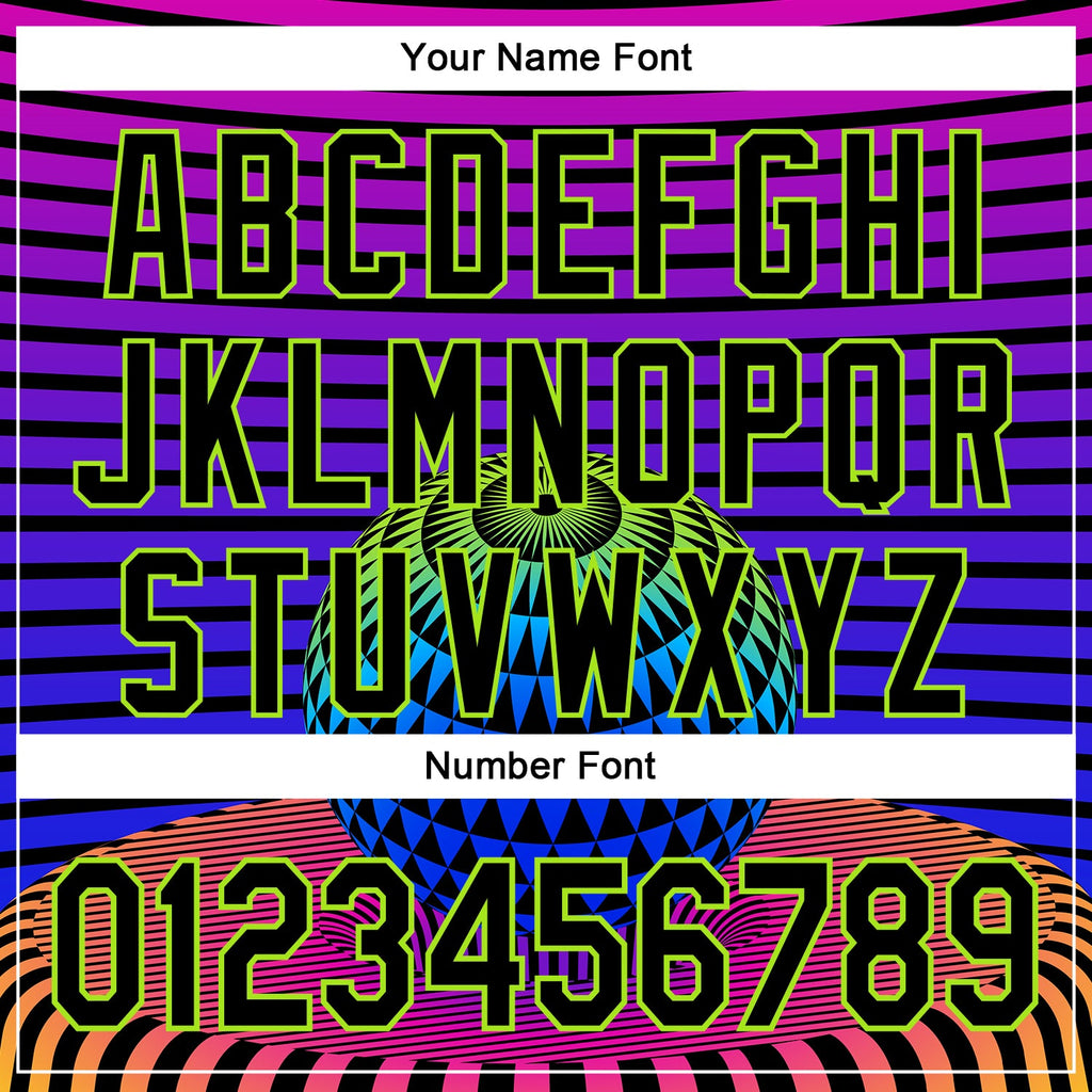 Custom Black Neon Green 3D Pattern Design Rave Psychedelic Geometry Authentic Baseball Jersey