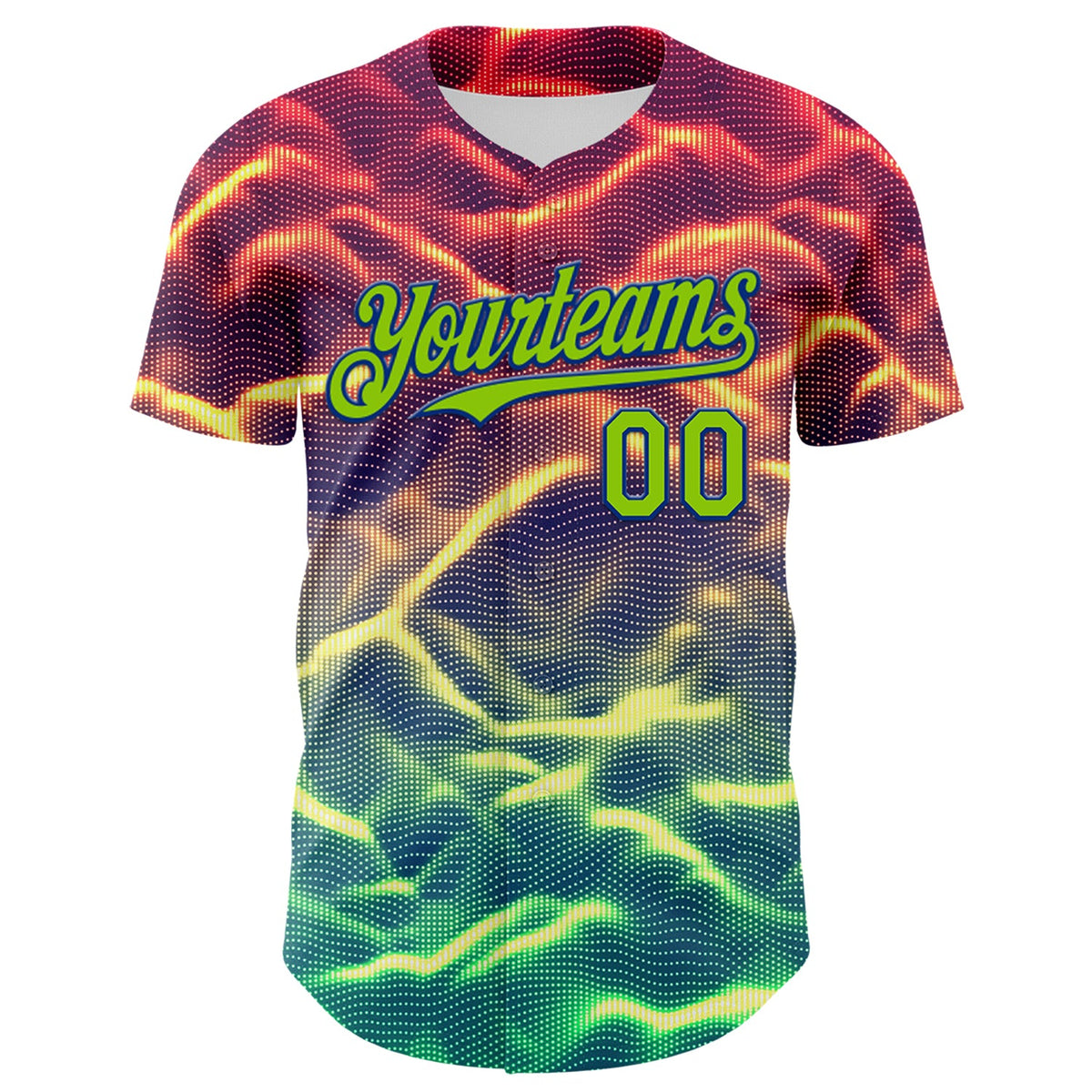 Custom Black Neon Green-Royal 3D Pattern Design Rave Psychedelic Tiny Spot Authentic Baseball Jersey