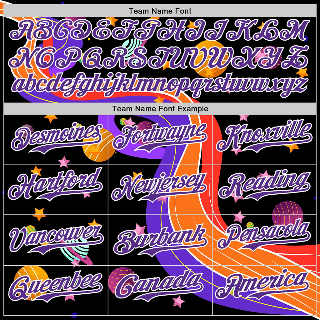 Custom Black Purple-White 3D Pattern Design Space Galaxy Star Authentic Baseball Jersey
