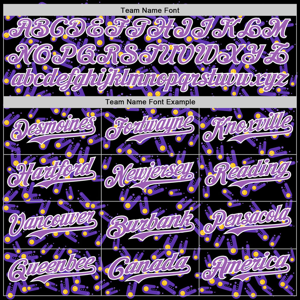Custom Black Medium Purple-White 3D Pattern Design Galaxy Star Meteor Authentic Baseball Jersey