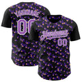 Custom Black Medium Purple-White 3D Pattern Design Galaxy Star Meteor Authentic Baseball Jersey