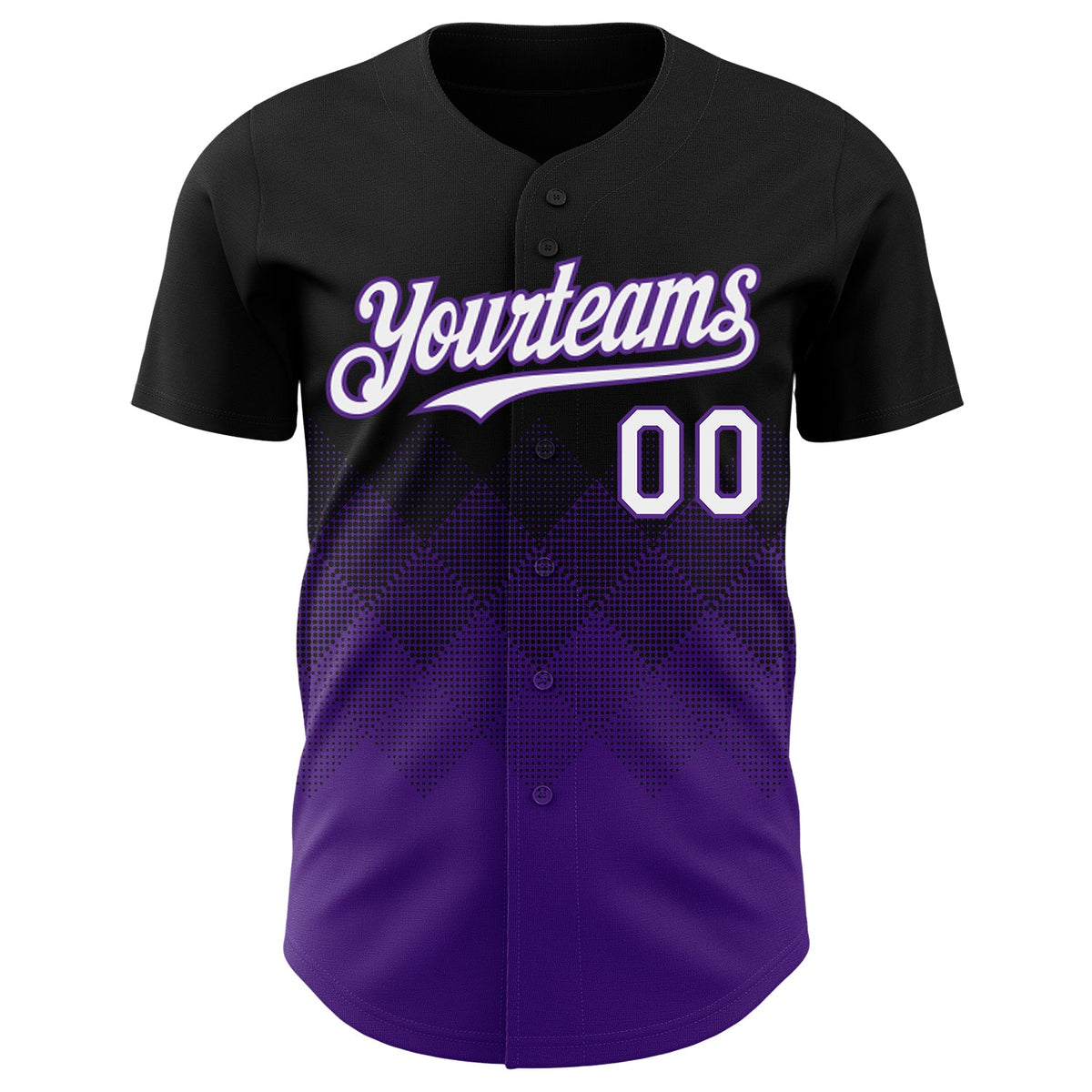 Custom Black White-Purple 3D Gradient Square Shape Authentic Baseball Jersey