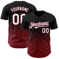 Custom Black White-Crimson 3D Gradient Square Shape Authentic Baseball Jersey