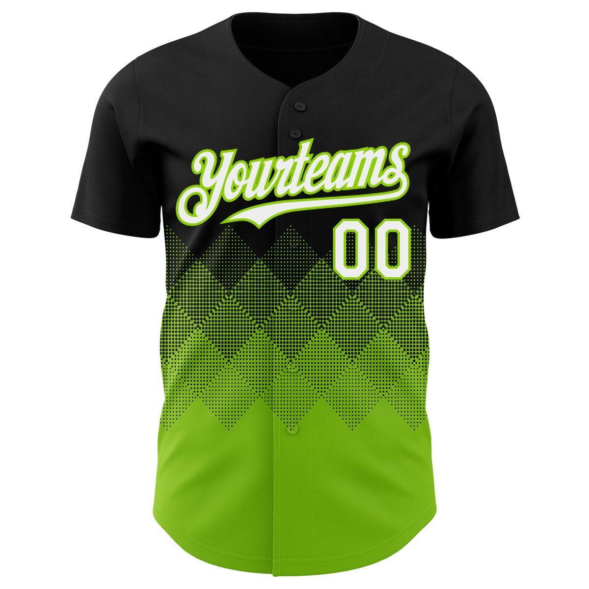 Custom Black White-Neon Green 3D Gradient Square Shape Authentic Baseball Jersey