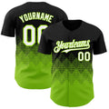 Custom Black White-Neon Green 3D Gradient Square Shape Authentic Baseball Jersey