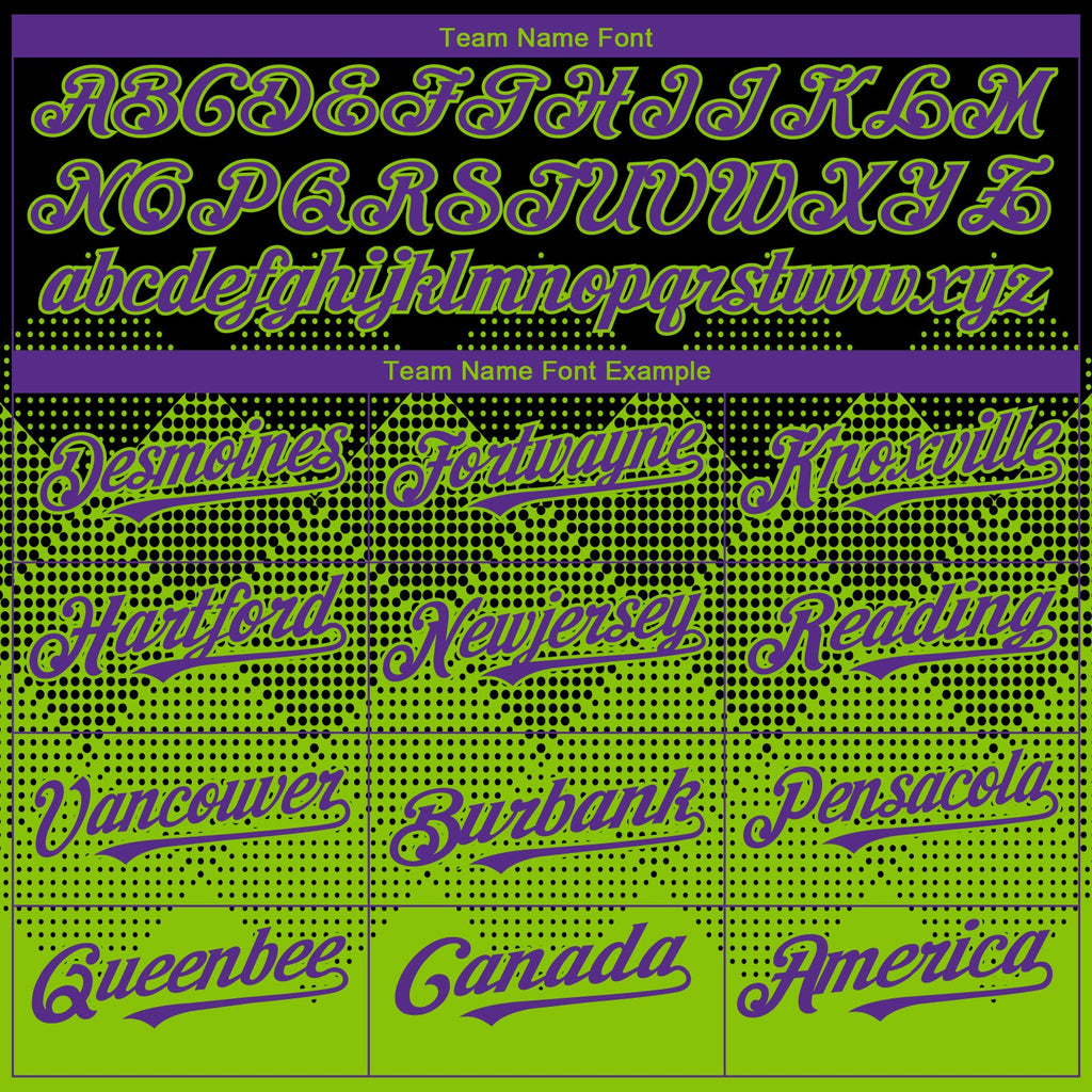 Custom Black Purple-Neon Green 3D Gradient Square Shape Authentic Baseball Jersey