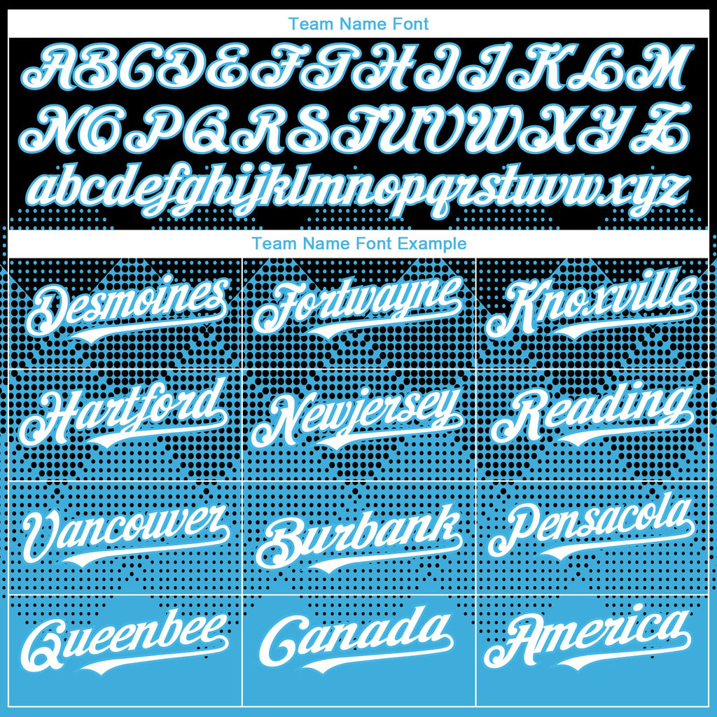 Custom Black White-Sky Blue 3D Gradient Square Shape Authentic Baseball Jersey