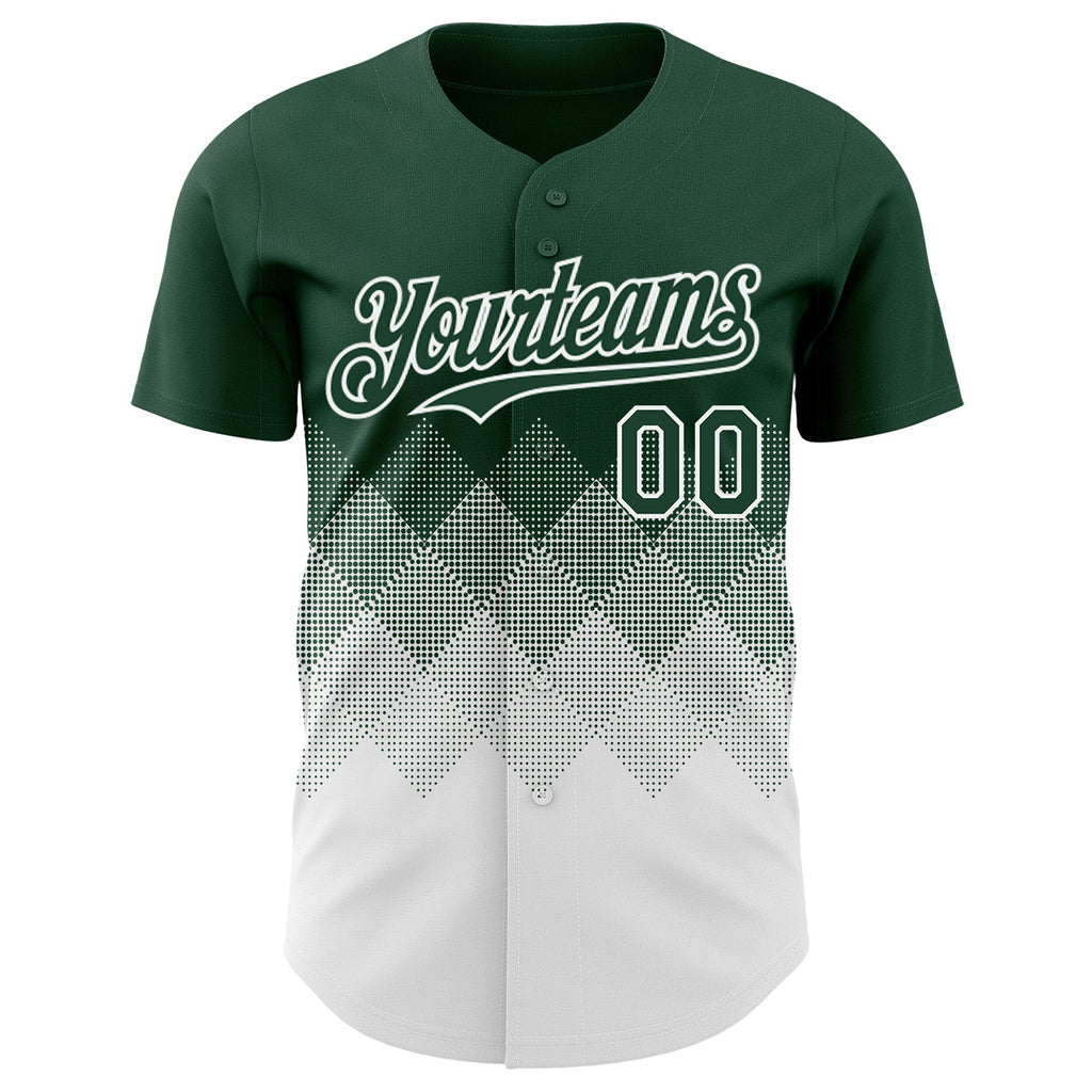 Custom Green White 3D Gradient Square Shape Authentic Baseball Jersey