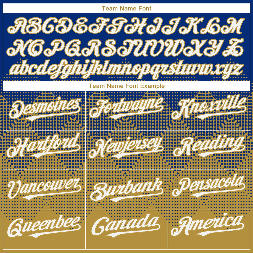 Custom Royal White-Old Gold 3D Gradient Square Shape Authentic Baseball Jersey