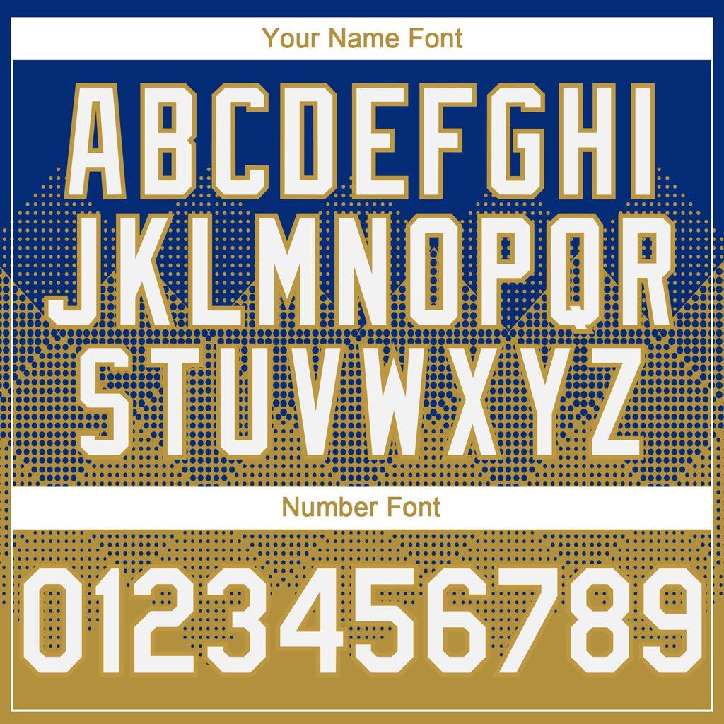 Custom Royal White-Old Gold 3D Gradient Square Shape Authentic Baseball Jersey