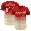 Custom Red Cream 3D Gradient Square Shape Authentic Baseball Jersey