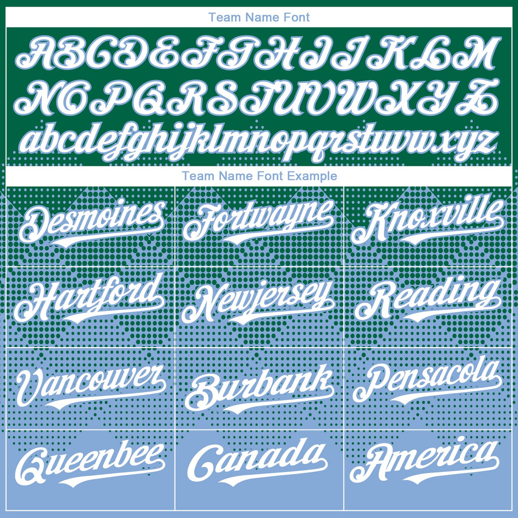 Custom Kelly Green White-Light Blue 3D Gradient Square Shape Authentic Baseball Jersey