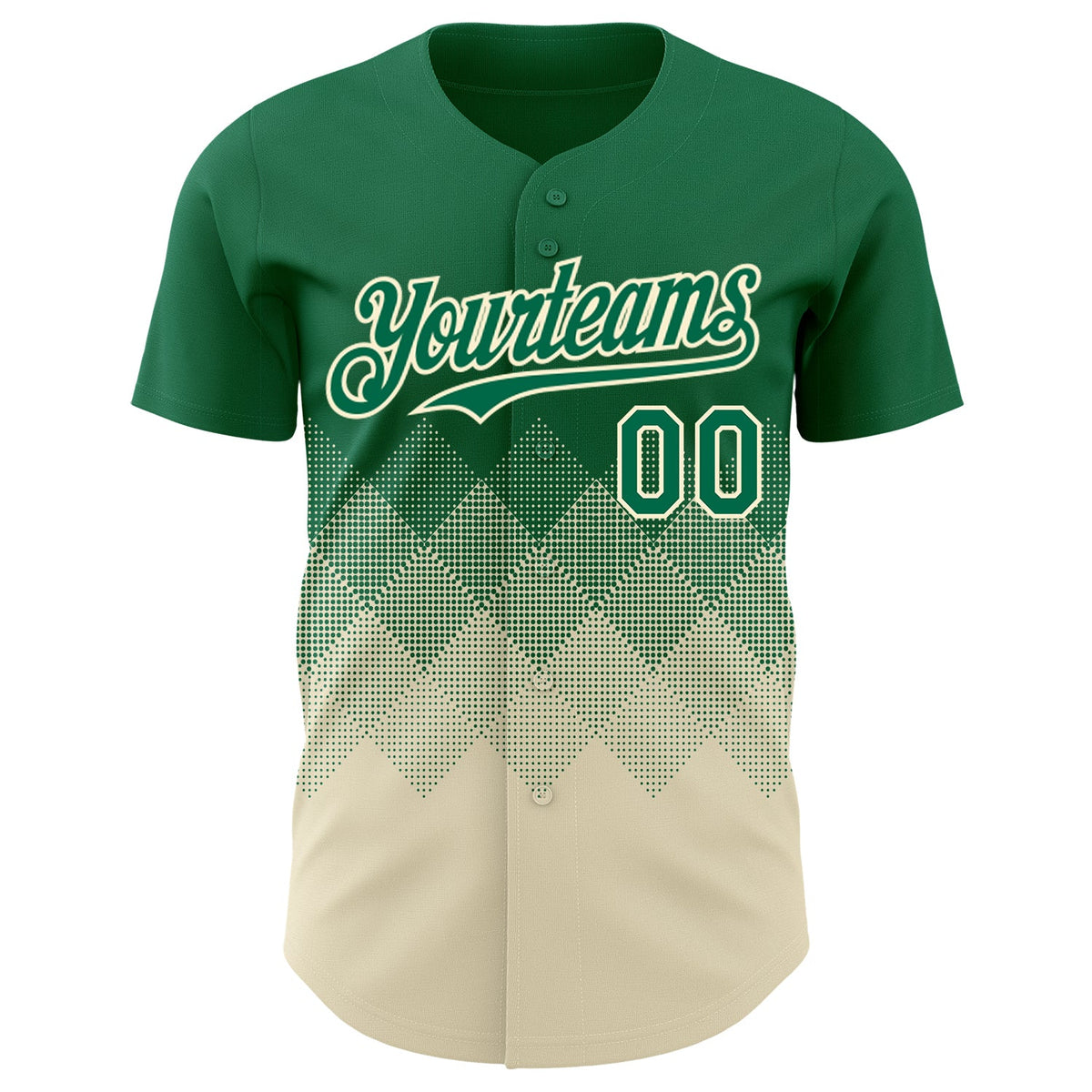 Custom Kelly Green Cream 3D Gradient Square Shape Authentic Baseball Jersey
