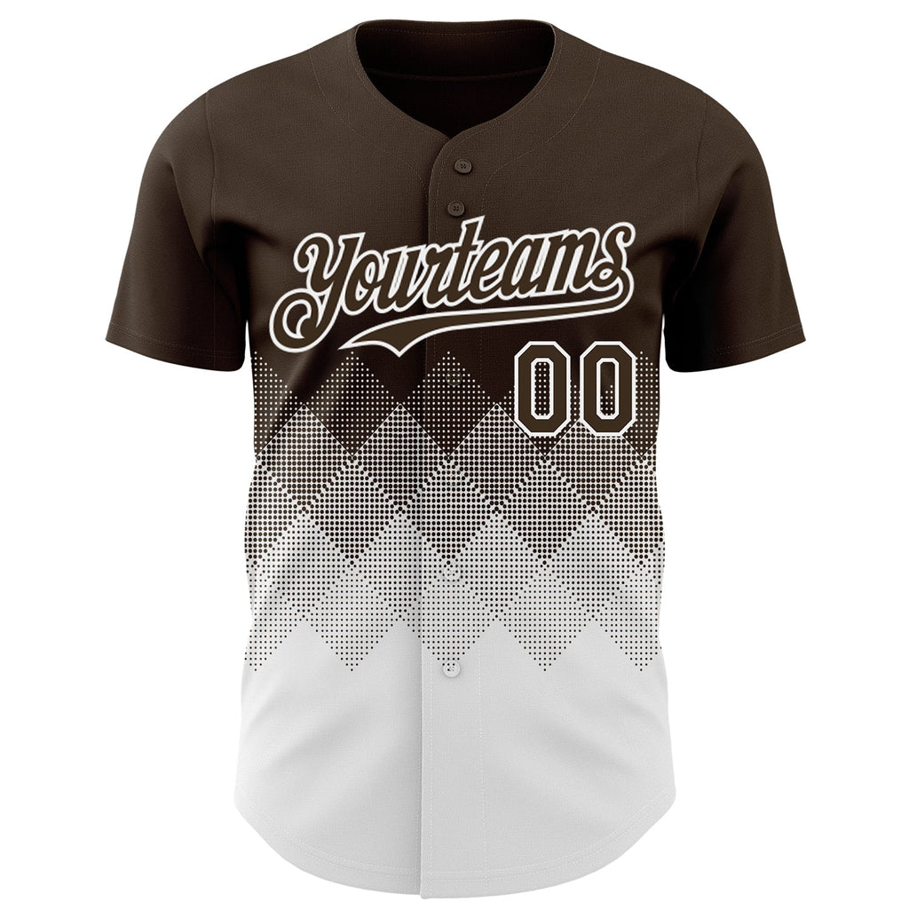 Custom Brown White 3D Gradient Square Shape Authentic Baseball Jersey