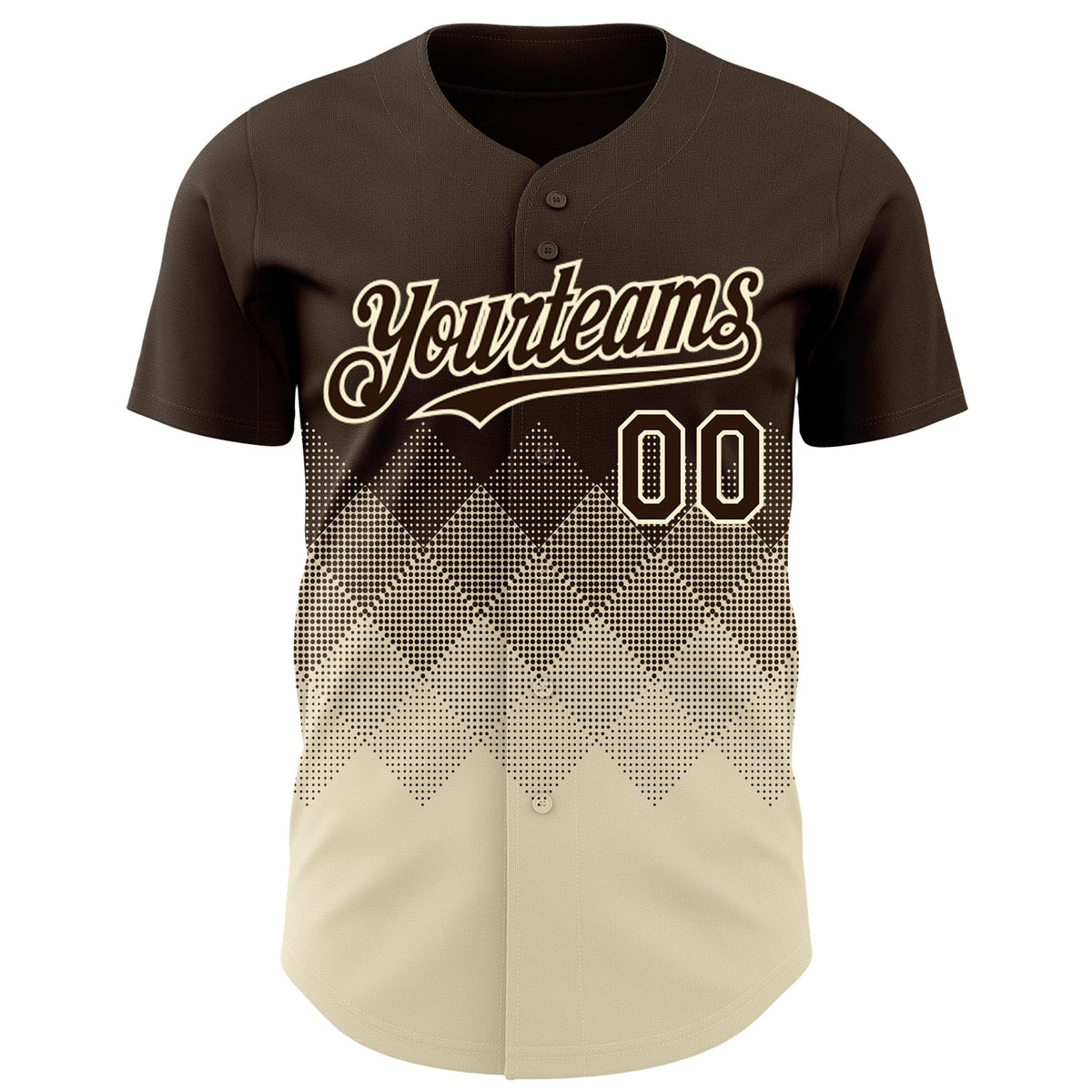 Custom Brown Cream 3D Gradient Square Shape Authentic Baseball Jersey